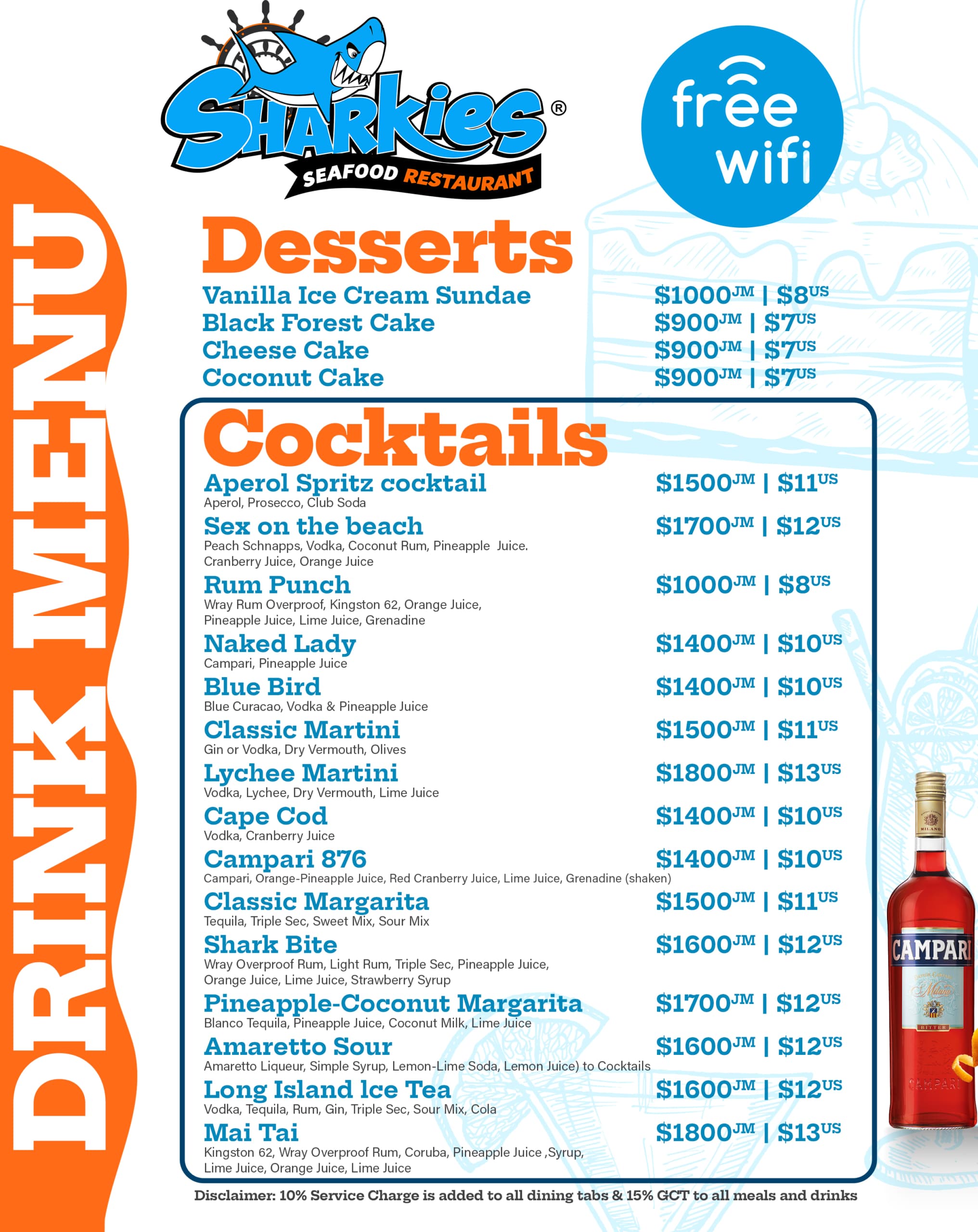 Sharkies Menu Design Page 1